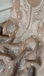 Load image into Gallery viewer, Women's Lakhnavi Handcrafted Mul Chanderi Unstitched Kurta And Dupatta Set - HONC0348656