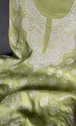 将图像加载到图库查看器中, Women's Lakhnavi Handcrafted Unstitched Cotton Chikankari Suit Material - HONC0264507