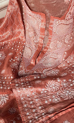 Load image into Gallery viewer, Women's Lakhnavi Handcrafted Tissue Chanderi Semi-Stitched Anarkali And Dupatta Set - HONC0323638