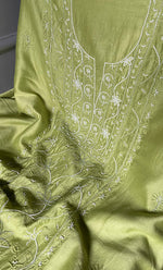 Load image into Gallery viewer, Baseema Women's Lucknowi Handcrafted Chanderi Silk Chikankari Full Suit Material - HONC0278001