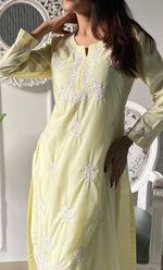 Load image into Gallery viewer, Women's Lucknowi Handcrafted Cotton Chikankari Kurti - HONC0330718
