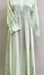 将图像加载到图库查看器中, Sabana Women's Lucknowi Handcrafted Muslin Chikankari Anarkali Dress- HONC0167556