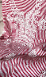 将图像加载到图库查看器中, Women's Lakhnavi Handcrafted Cotton Chikankari Unstitched Kurti Fabric - HONC0326374