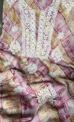 将图像加载到图库查看器中, Women's Lakhnavi Handcrafted Cotton Chikankari Unstitched Kurta And Kurta Dupatta Set - HONC0312694