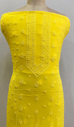 将图像加载到图库查看器中, Lucknowi Handcrafted Viscose Georgette Chikankari Unstitched Men's Kurta Fabric - HONC0228238