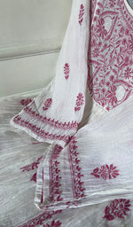 Load image into Gallery viewer, Women's Lakhnavi Handcrafted Mul Chanderi Semi - Stitched Angrakha And Dupatta Set - HONC0255359