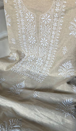 Load image into Gallery viewer, Women's Lakhnavi Handcrafted Tissue Chanderi Unstitched Kurta And Dupatta Set - HONC0284696