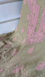 Load image into Gallery viewer, Women's Lakhnavi Handcrafted Mul Chanderi Unstitched Kurta And Dupatta Set - HONC0320356
