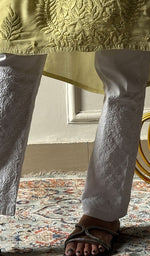 将图像加载到图库查看器中, Women's Lucknowi Handcrafted Cotton Chikankari Pant - HONC0346714