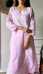 Load image into Gallery viewer, Women's Lakhnavi Handcrafted Kota Cotton Chikankari Kurti - HONC0360454