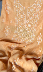 将图像加载到图库查看器中, Jazba Women's Lakhnavi Handcrafted Mul Chanderi Unstitched Kurta And Dupatta Set - HONC0295034