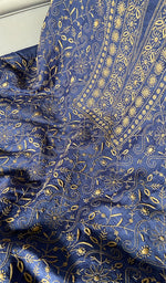 Load image into Gallery viewer, Women's Lakhnavi Handcrafted Unstitched Munga Silk Chikankari Kurta And Dupatta Set- HONC0357039
