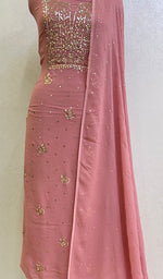 Load image into Gallery viewer, Women's Lakhnavi Handcrafted Viscose Georgette Chikankari Full Suit Material - HONC0162397