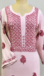 Load image into Gallery viewer, Women's Lucknowi Handcrafted Modal Cotton Chikankari Kurti - HONC0234371
