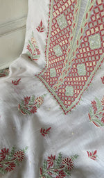 Load image into Gallery viewer, Rashi Women's Lakhnavi Handcrafted Mul Chanderi Unstitched Kurta And Dupatta Set - HONC0355685