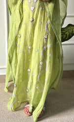 Load image into Gallery viewer, Rabia Women's Lucknowi Handcrafted Mul chanderi Chikankari Kaftan - HONC0311996