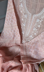 Load image into Gallery viewer, Women's Lakhnavi Handcrafted Mul Chanderi Semi - Stitched Anarkali And Dupatta Set - HONC0305927