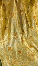 Load image into Gallery viewer, Women's Lakhnavi Handcrafted Tussar Silk Chikankari Saree - HONC0264385