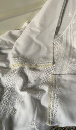 Load image into Gallery viewer, Women's Lakhnavi Handcrafted Cotton Chikankari Semi - Stitched Kurta And Kurta Dupatta Set - HONC0351913