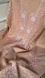 Load image into Gallery viewer, Women's Lakhnavi Handcrafted Tissue Chanderi Chikankari Suit Material - HONC0275987