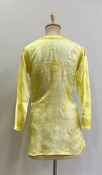 Load image into Gallery viewer, Women's Lakhnavi Handcrafted Silk Chikankari Top - HONC0176218