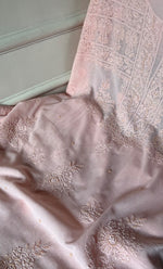 Load image into Gallery viewer, Women's Lakhnavi Handcrafted Unstitched Cotton Chikankari Kurta Dupatta Set - HONC0139077