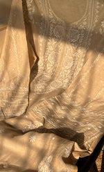 Load image into Gallery viewer, Women's Lakhnavi Handcrafted Tissue Chanderi Unstitched Kurta And Dupatta Set - HONC0299539
