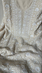Load image into Gallery viewer, Women's Lakhnavi Handcrafted Munga Silk Chikankari Kurta And Dupatta Set- HONC0256730