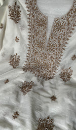 Load image into Gallery viewer, Women's Lakhnavi Handcrafted Mul Chanderi Unstitched Kurta And Dupatta Set - HONC0253436