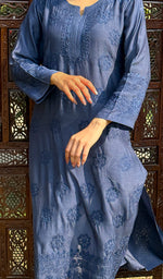 Load image into Gallery viewer, Women's Lucknowi Handcrafted Muslin Chikankari Kurti - HONC0180895