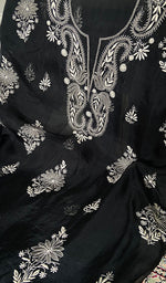 Load image into Gallery viewer, Women's Lakhnavi Handcrafted Pure Organza Chikankari Unstitched Kurta Dupatta Set .