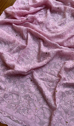 将图像加载到图库查看器中, Women's Lakhnavi Handcrafted Viscose Georgette Chikankari Kurti - HONC0204840