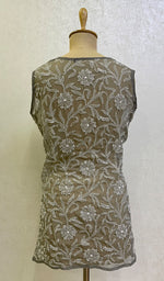 将图像加载到图库查看器中, Anisha Women's Lucknowi Handcrafted Faux-Georgette Chikankari Top- HONC0140436