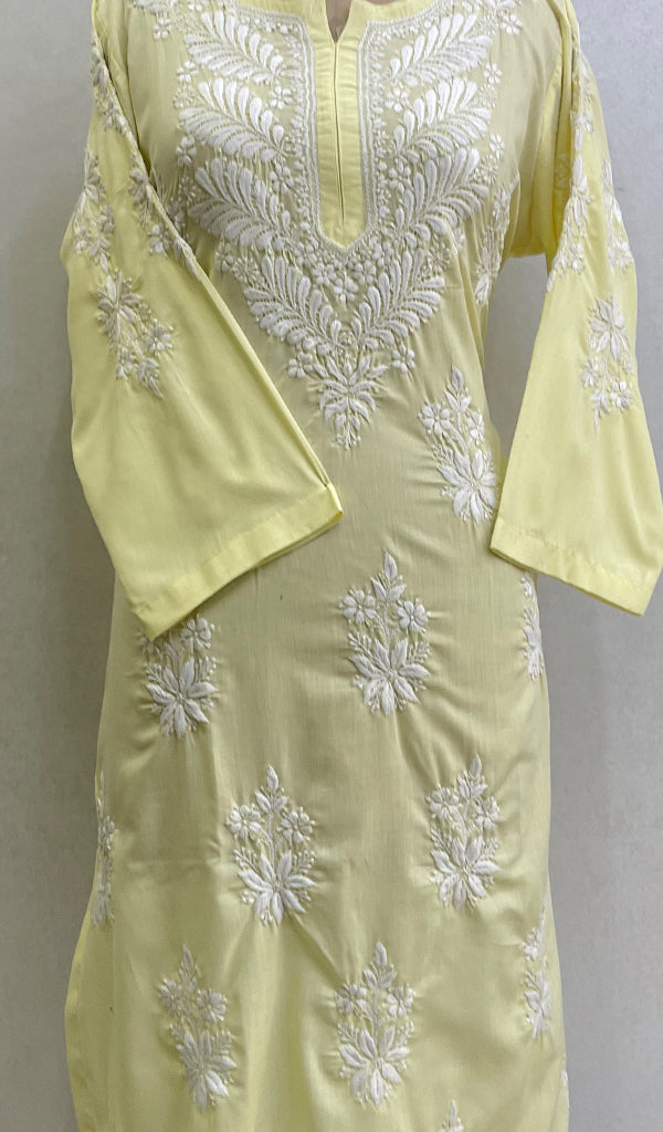 Aarzu Women's Lucknowi Handcrafted Cotton Chikankari Kurti- HONC0138278