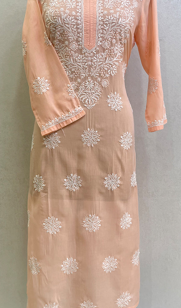 Rubina Women's Lucknowi Handcrafted Cotton Chikankari Kurti-HONC0161124