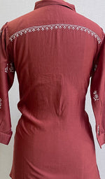将图像加载到图库查看器中, Shamina Women's Lakhnavi Handcrafted Chanderi Silk Chikankari Top - HONC0166312