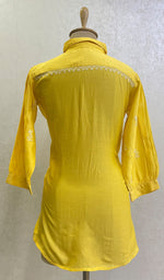 将图像加载到图库查看器中, Shamina Women's Lakhnavi Handcrafted Chanderi Silk Chikankari Top - HONC0166342