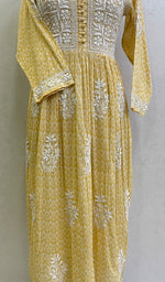 将图像加载到图库查看器中, Nisha Women's Lucknowi Handcrafted Printed Ikkat Cotton Chikankari Dress - HONC0144078