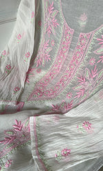 将图像加载到图库查看器中, Women's Lakhnavi Handcrafted Mul Chanderi Semi - Stitched Kurta And Dupatta Set - HONC0314873