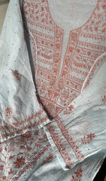 Load image into Gallery viewer, Women's Lakhnavi Handcrafted Mul Chanderi Semi - Stitched Kurta And Dupatta Set - HONC0277638