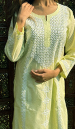 将图像加载到图库查看器中, Women's Lucknowi Handcrafted Cotton Chikankari Kurti - HONC0217320