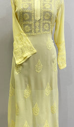 将图像加载到图库查看器中, Sadaf Women's Lakhnavi Handcrafted Viscose Georgette Chikankari Kurti - HONC0174149