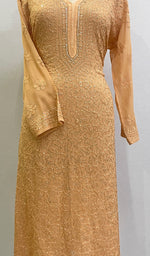 将图像加载到图库查看器中, Women's Lakhnavi Handcrafted Viscose Georgette Chikankari Kurti - HONC0172052