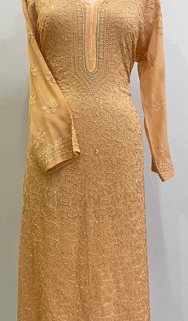 Women's Lakhnavi Handcrafted Viscose Georgette Chikankari Kurti - HONC0172052