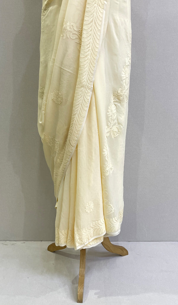 Women's Lakhnavi Handcrafted Chanderi Silk Chikankari Full Suit Material - HONC0165490