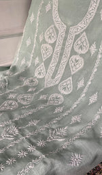 将图像加载到图库查看器中, Aavya Women's Lakhnavi Handcrafted Mul Chanderi Unstitched Kurta And Dupatta Set - HONC0348672