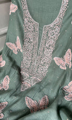 Load image into Gallery viewer, Women's Lakhnavi Handcrafted Mul Chanderi Unstitched Kurta And Dupatta Set - HONC0302248