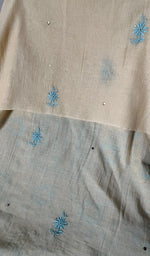 Load image into Gallery viewer, Women's Lakhnavi Handcrafted Maheshwari Mul Chanderi Chikankari Unstitched Kurti Fabric - HONC0209621