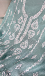 将图像加载到图库查看器中, Aavya Women's Lakhnavi Handcrafted Mul Chanderi Unstitched Kurta And Dupatta Set - HONC0348671