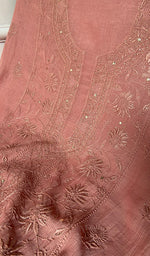 Load image into Gallery viewer, Women's Lakhnavi Handcrafted Maheswari Mul Chanderi Unstitched Chikankari Full Suit Material - HONC0278101